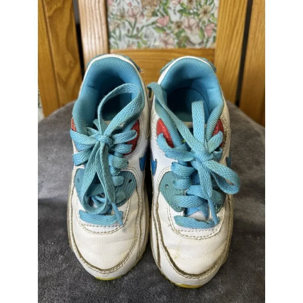 VTG NIKE AIRMAX 90 Y2k Toddler Girls Sneakers Shoes White Blue Retro Preppy 11C